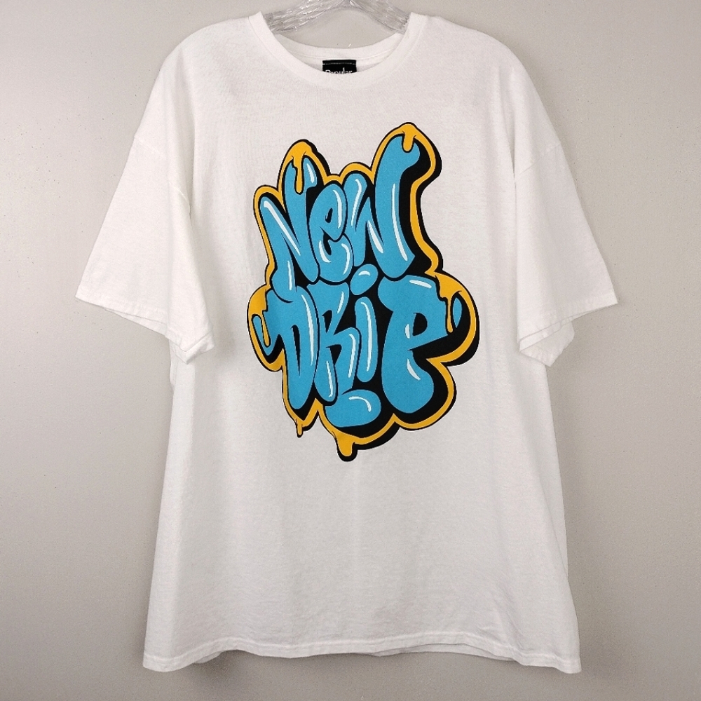 NWOT Popular Sports 100% Cotton "New Drip" Graffiti Graphic Tee Sz. XL